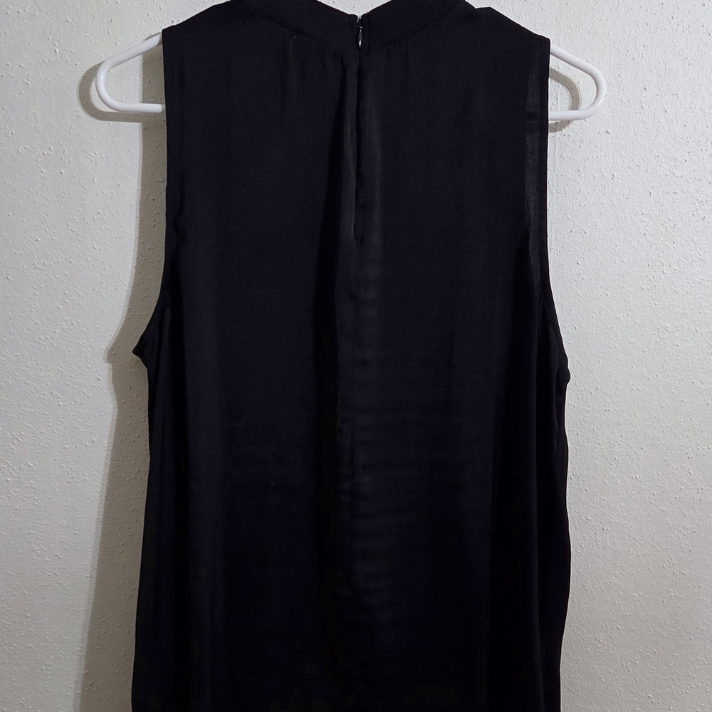 Elegant Black Sleeveless High Neck Silky Top (Sz. XL)